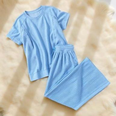 Corded Knit Short Sleeve Set